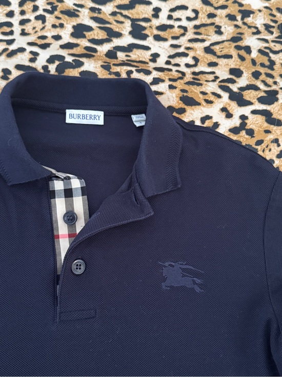 Burberry Other - Burberry Navy Polo with Signature Plaid Trim